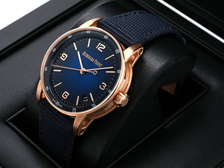 Audemars Piguet CODE 11.59 by Audemars Piguet Ref. 15210OR.OO.A028CR.01 Pink Gold Smoked Blue Lacquer Dial