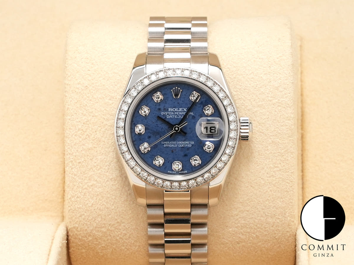 Rolex Datejust Ref. 179136 Platinum Sodalite Dial with 10 Diamond Markers and President Bracelet