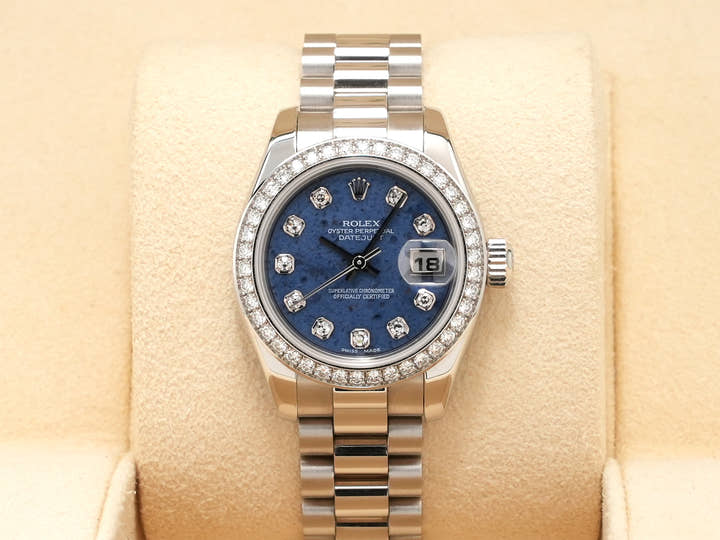Rolex Datejust Ref. 179136 Platinum Sodalite Dial with 10 Diamond Markers and President Bracelet
