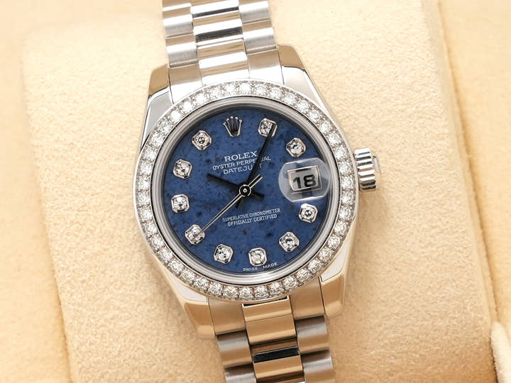 Rolex Datejust Ref. 179136 Platinum Sodalite Dial with 10 Diamond Markers and President Bracelet