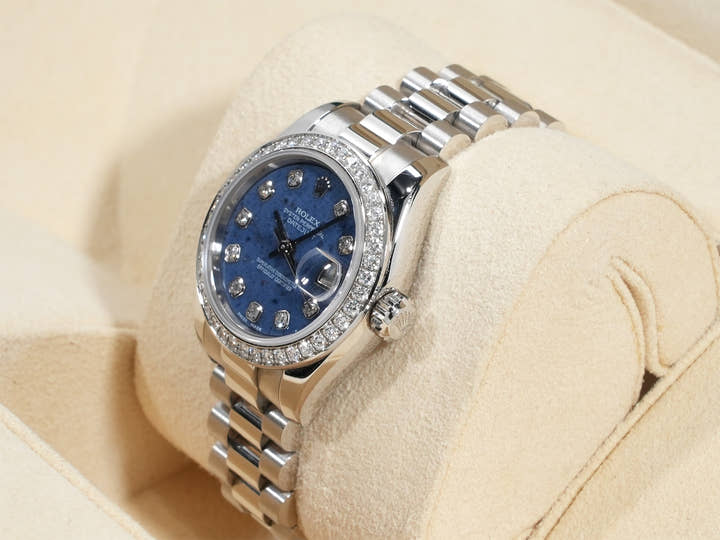 Rolex Datejust Ref. 179136 Platinum Sodalite Dial with 10 Diamond Markers and President Bracelet