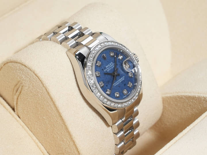 Rolex Datejust Ref. 179136 Platinum Sodalite Dial with 10 Diamond Markers and President Bracelet