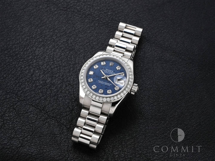 Rolex Datejust Ref. 179136 Platinum Sodalite Dial with 10 Diamond Markers and President Bracelet