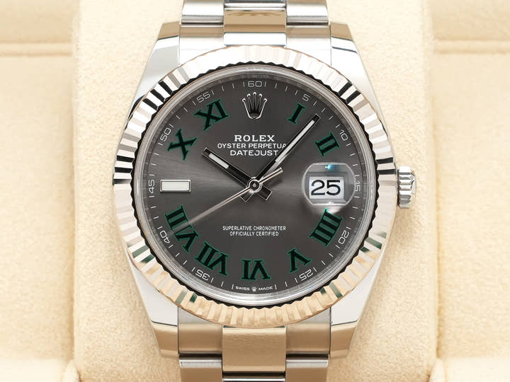 ロレックス デイトジャスト41 Ref.126334 ステンレススチール/ホワイトゴールド スレートローマン文字盤 オイスターブレスレット
