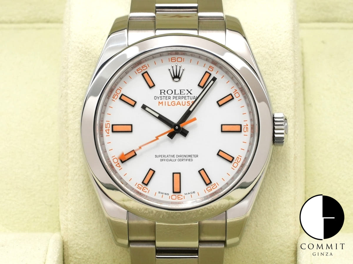 ロレックス ミルガウス Ref.116400 ホワイト文字盤 中古 35zjrzv4