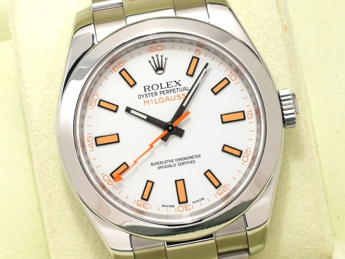 ロレックス ミルガウス Ref.116400 ホワイト文字盤 中古 ua7ixzro