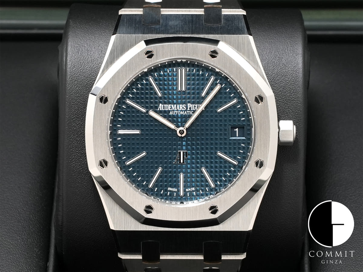 Audemars Piguet Royal Oak Jumbo Extra Thin 50th Anniversary Ref.16202ST.OO.1240ST.01 Night Blue Dial Unused mmpoxfq8