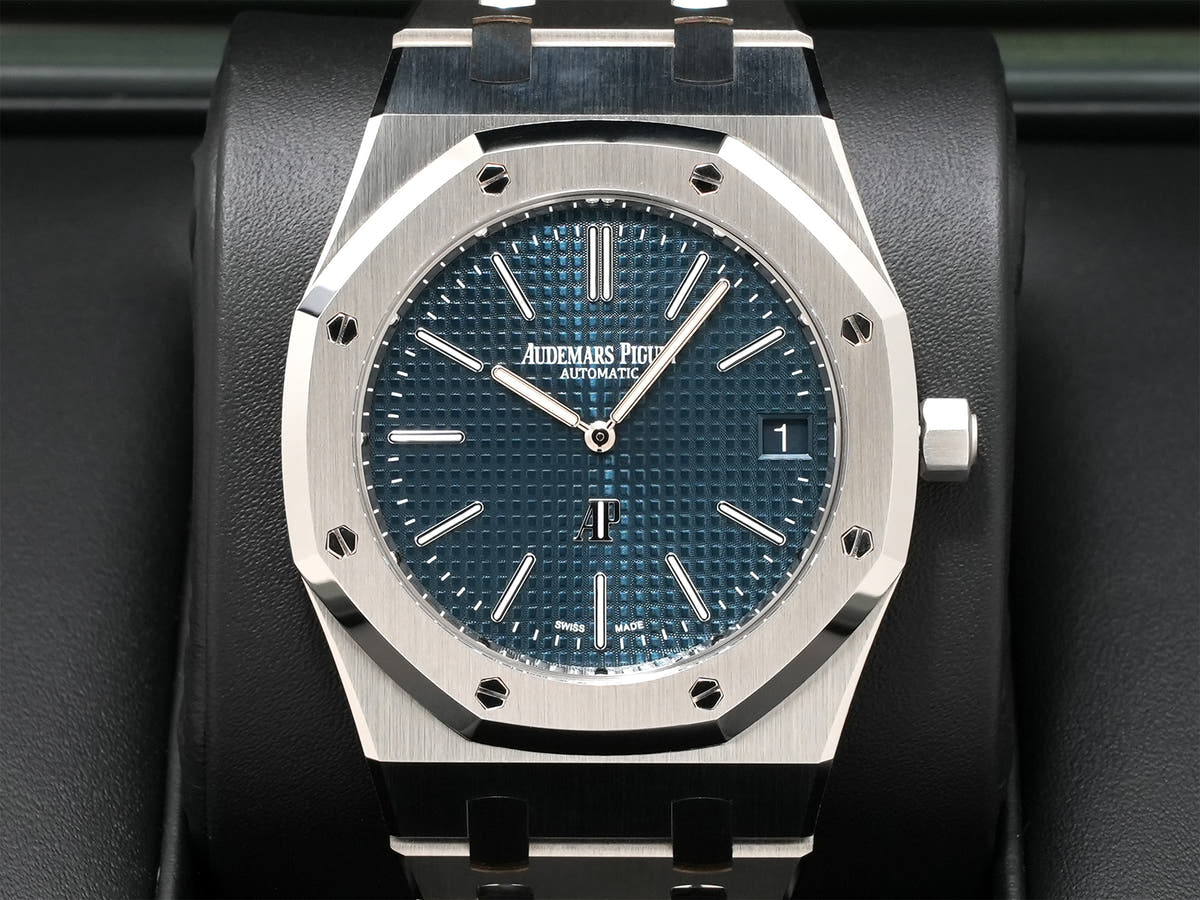 Audemars Piguet Royal Oak Jumbo Extra Thin 50th Anniversary Ref.16202ST.OO.1240ST.01 Night Blue Dial Unused mmpoxfq8