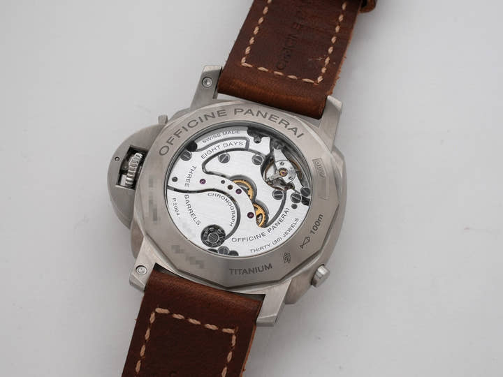 パネライ ルミノール 1950 クロノグラフ モノプルサンテ 8DAYS GMT チタニオ Ref.PAM00737 グリーン文字盤 中古 kwth6iow