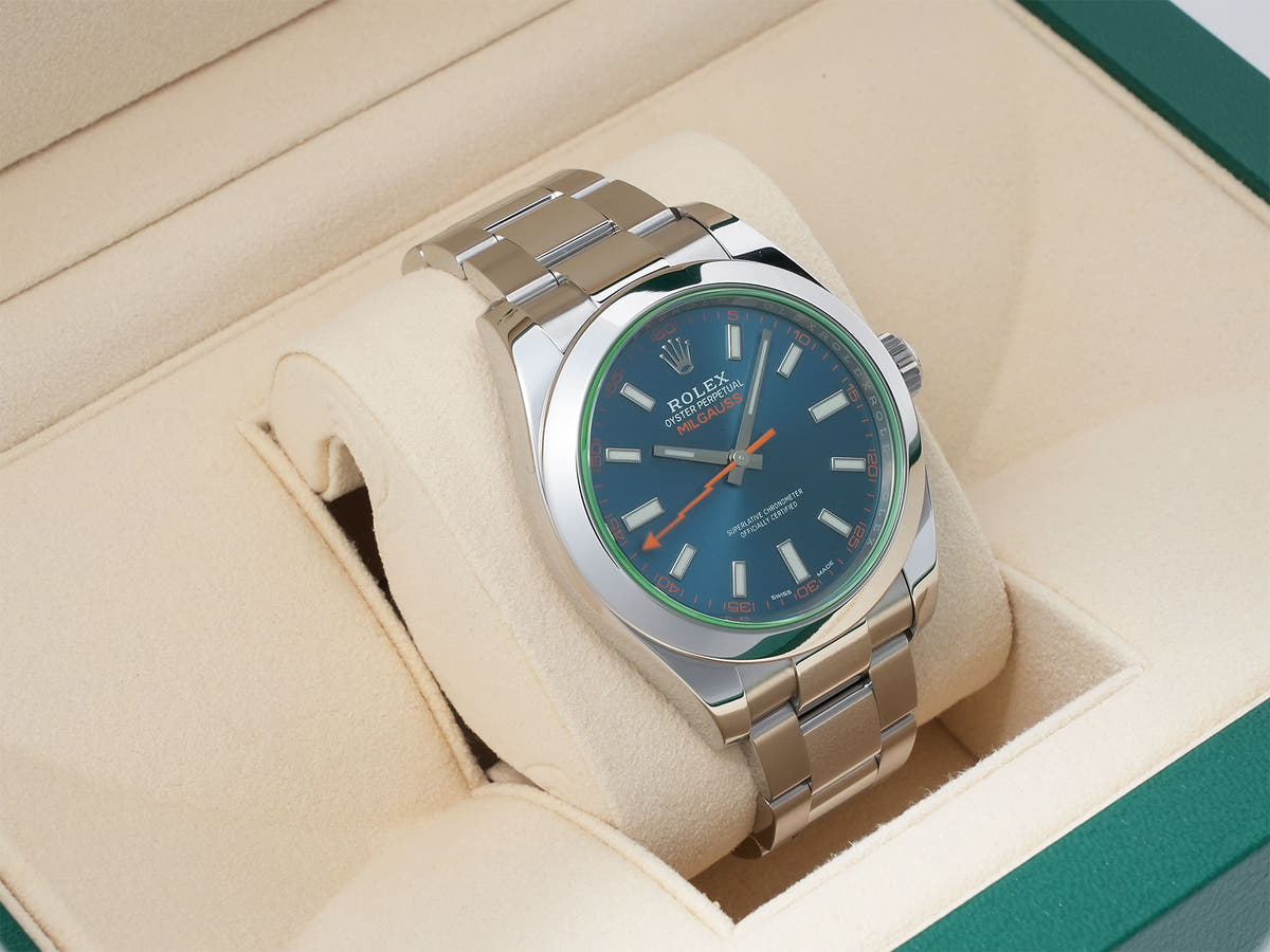 ロレックス ミルガウス Ref.116400GV Zブルー文字盤 美品 cbshs4a6