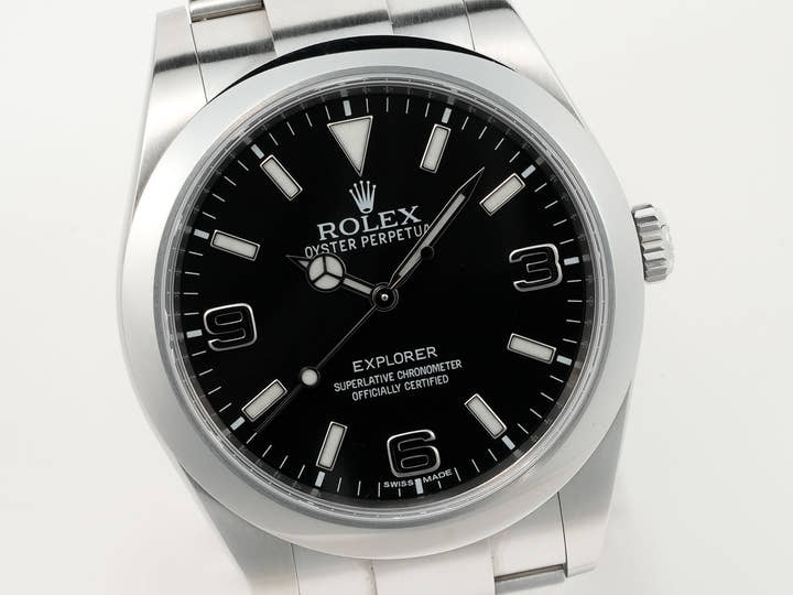 ロレックス エクスプローラーI 鏡面ブラックアウト Ref.214270 ステンレススチール ブラック文字盤