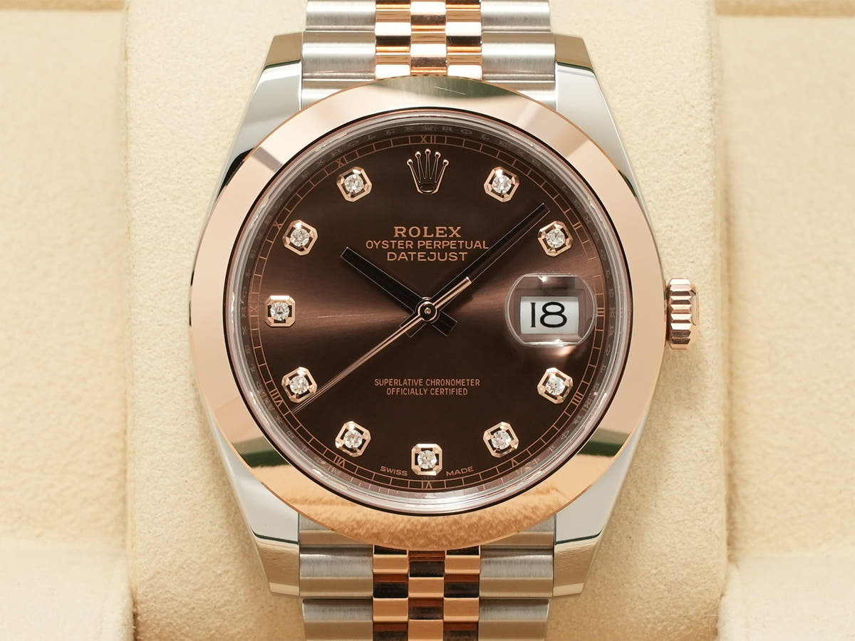 ロレックス デイトジャスト41 Ref.126301G チョコレートx10Pダイヤ文字盤 中古 qrpd6dw4