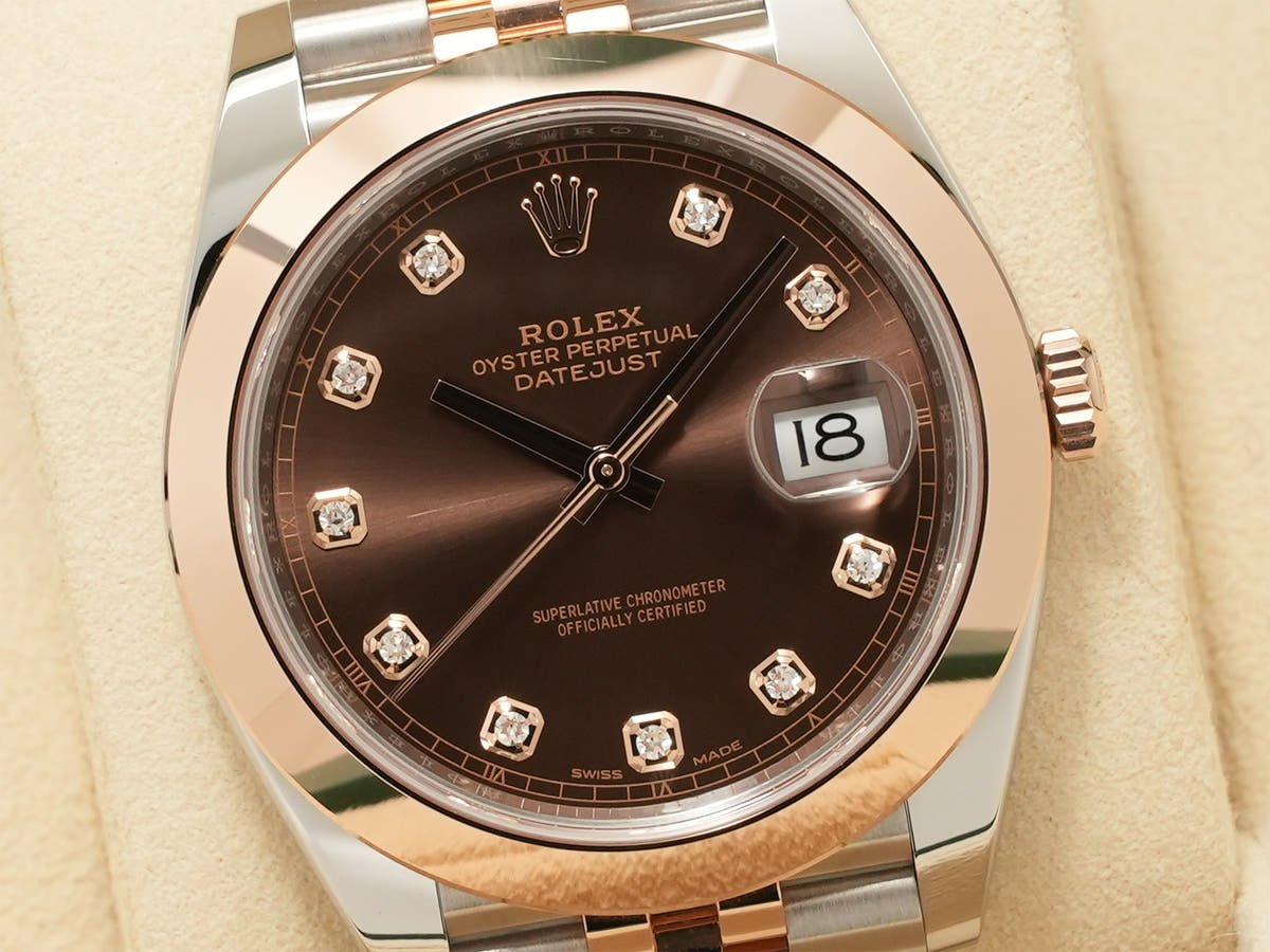 ロレックス デイトジャスト41 Ref.126301G チョコレートx10Pダイヤ文字盤 中古 qrpd6dw4