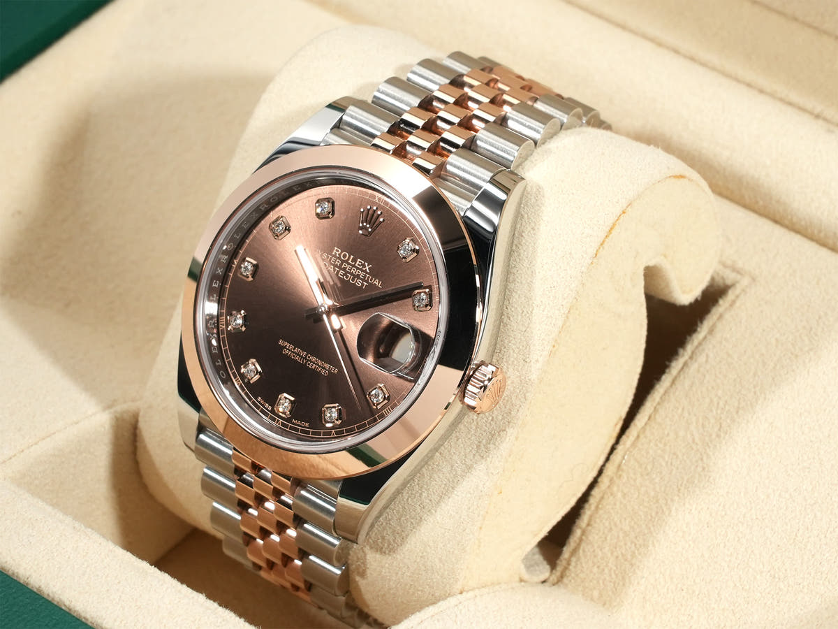 ロレックス デイトジャスト41 Ref.126301G チョコレートx10Pダイヤ文字盤 中古 qrpd6dw4