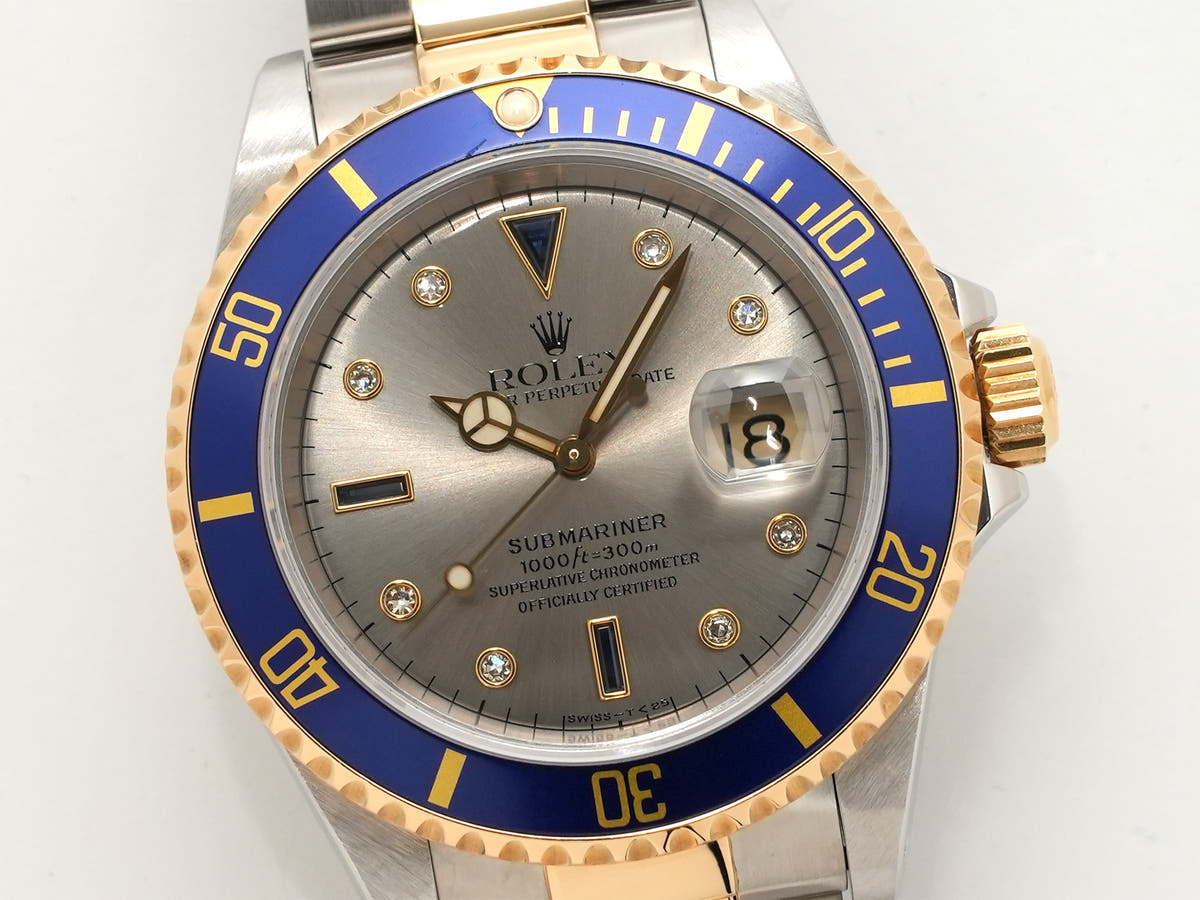ロレックス サブマリーナー デイト Ref.16613SG グレー文字盤 美中古 6r9xzba6