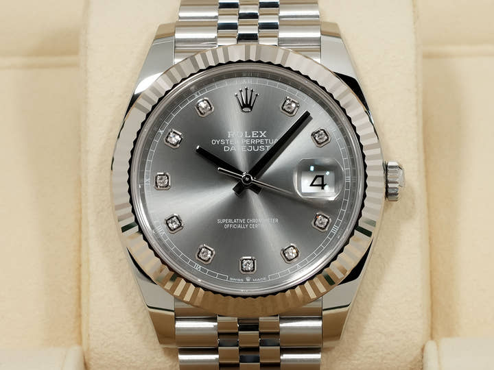 ロレックス デイトジャスト41 Ref.126334G ステンレススチール/ホワイトゴールド スレートx10Pダイヤ文字盤 ジュビリーブレスレット