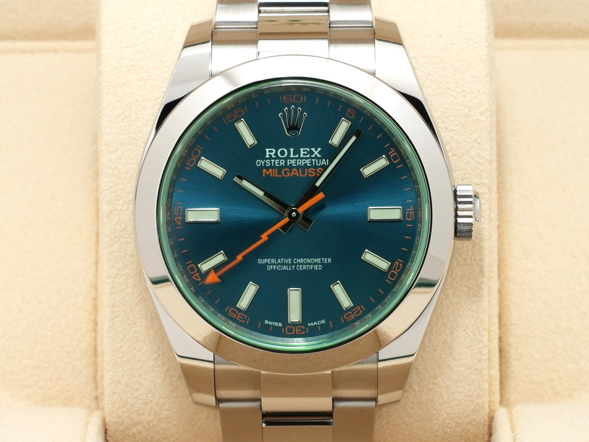 ロレックス ミルガウス Ref.116400GV Zブルー文字盤 中古 d3a86xhm
