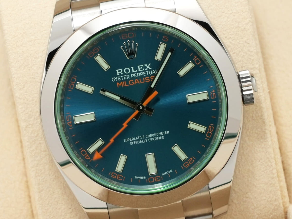 ロレックス ミルガウス Ref.116400GV Zブルー文字盤 中古 d3a86xhm