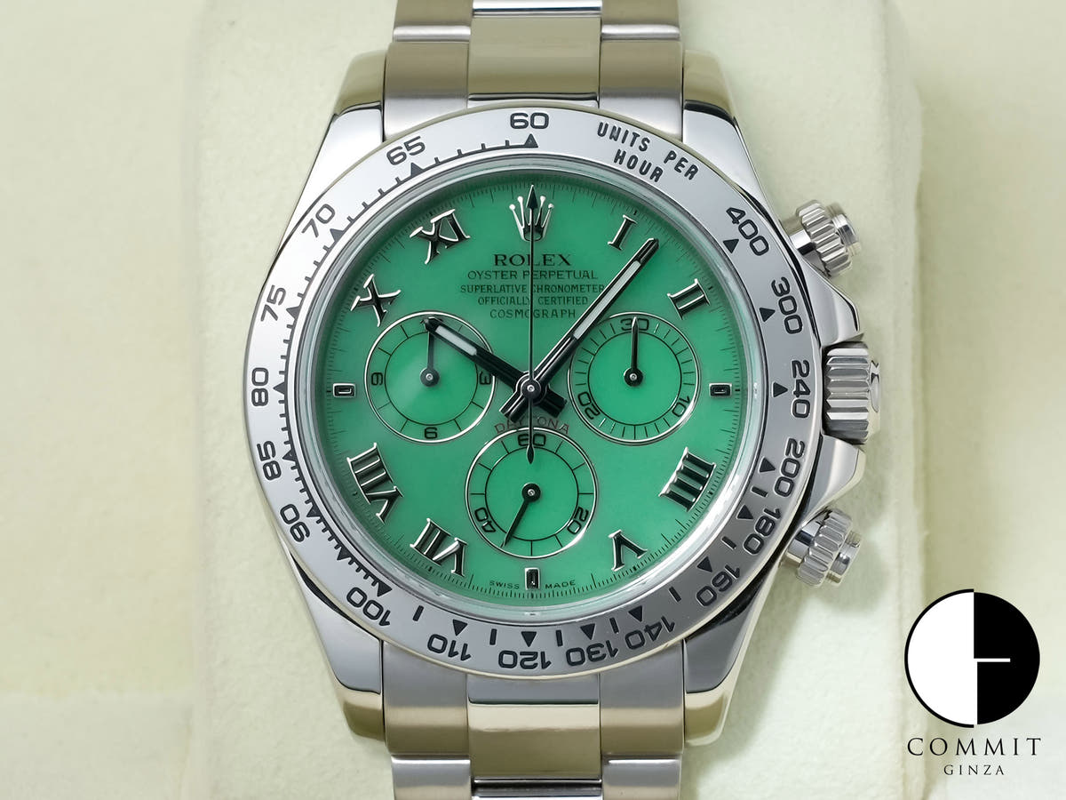 ロレックス デイトナ Ref.116509 ホワイトゴールド クリソプレーズ文字盤