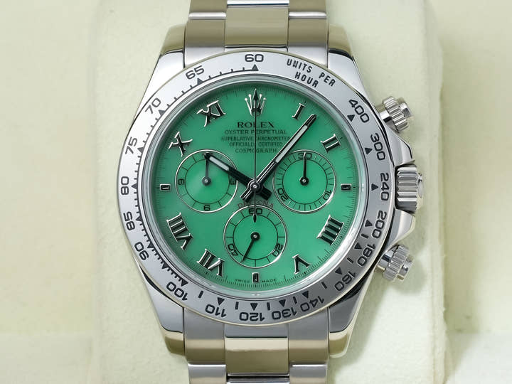 ロレックス デイトナ Ref.116509 ホワイトゴールド クリソプレーズ文字盤