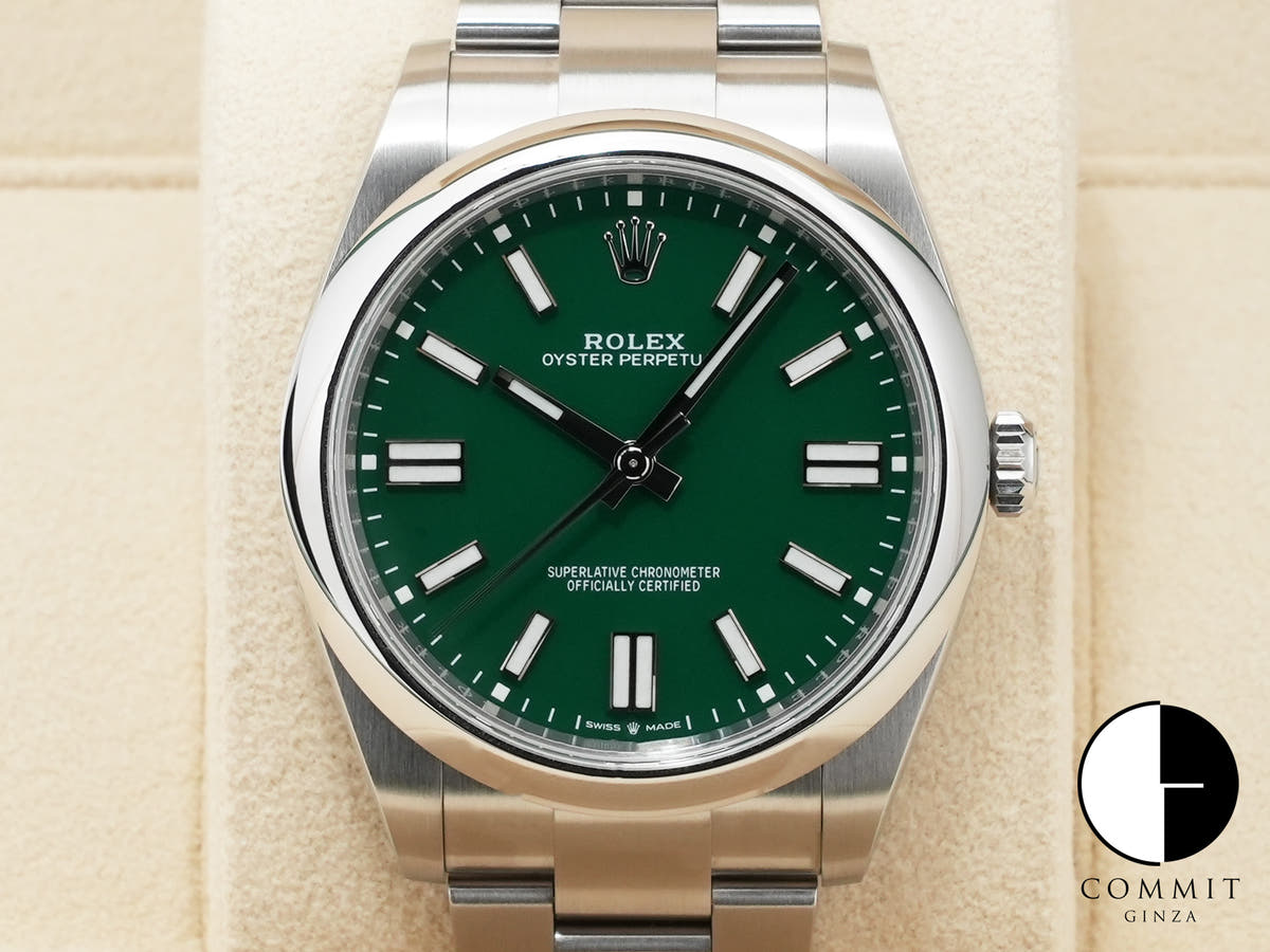 ロレックス オイスターパーペチュアル41 Ref.124300 ステンレススチール グリーン文字盤