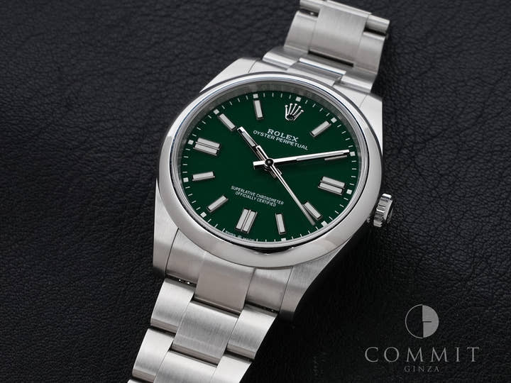 ロレックス オイスターパーペチュアル41 Ref.124300 ステンレススチール グリーン文字盤
