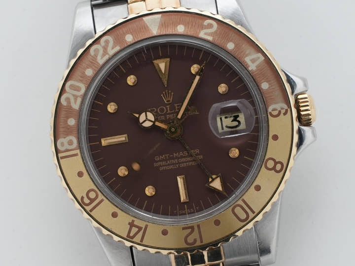 ロレックス GMTマスター Ref.1675/3 ステンレススチール/イエローゴールド ブラウン文字盤 ジュビリーブレスレット 中古 dao7k88v