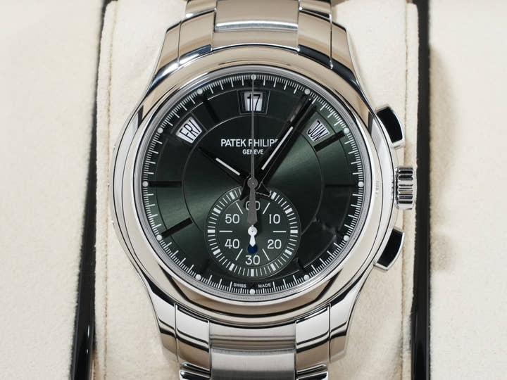 パテックフィリップ アニュアルカレンダー クロノグラフ Ref.5905/1A-001 ステンレススチール オリーブグリーン ソレイユ文字盤