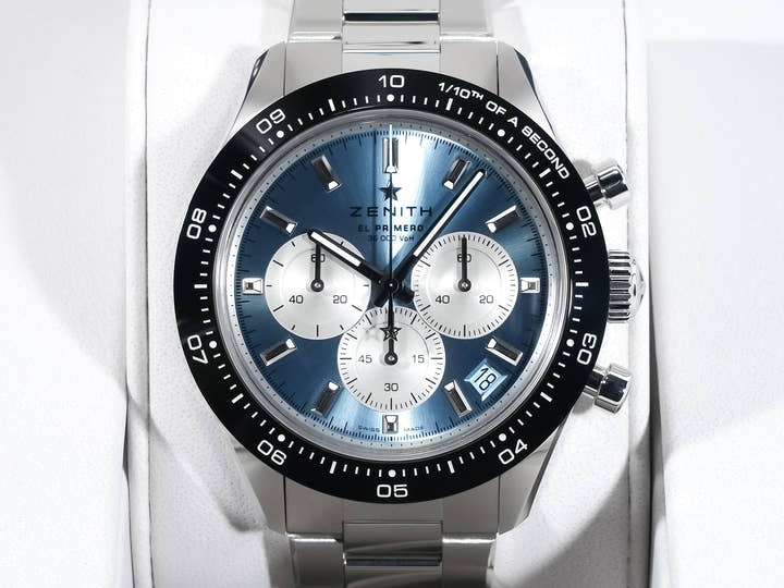 ゼニス クロノマスター スポーツ ヨシダスペシャル Ref.03.3106.3600/55.M3100 アイスブルーｘシルバー文字盤 未使用 f73nbg4x