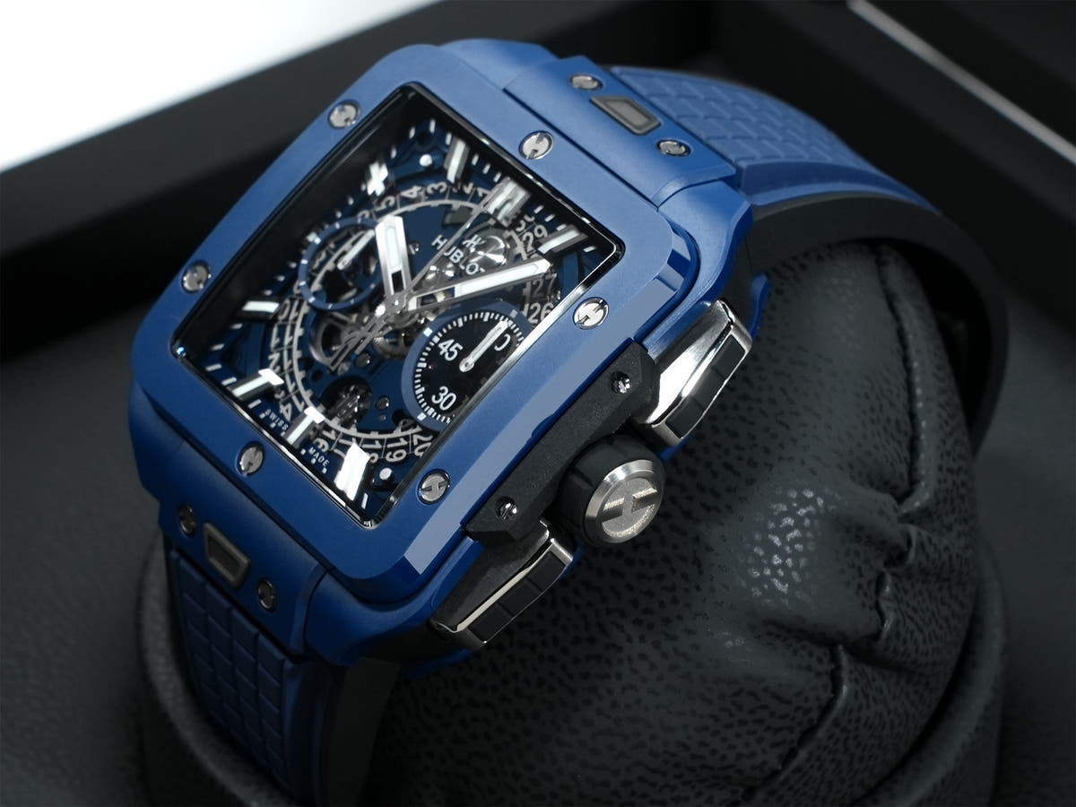 Hublot Square Bang Unico Blue Ceramic Ref.821.EX.5170.RX BLUE CERAMIC Sapphire Crystal Dial Unused 5toibb9c