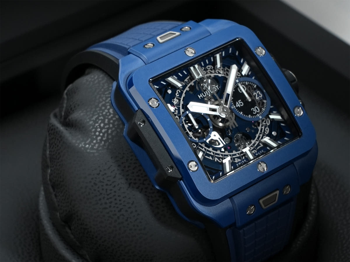 Hublot Square Bang Unico Blue Ceramic Ref.821.EX.5170.RX BLUE CERAMIC Sapphire Crystal Dial Unused 5toibb9c