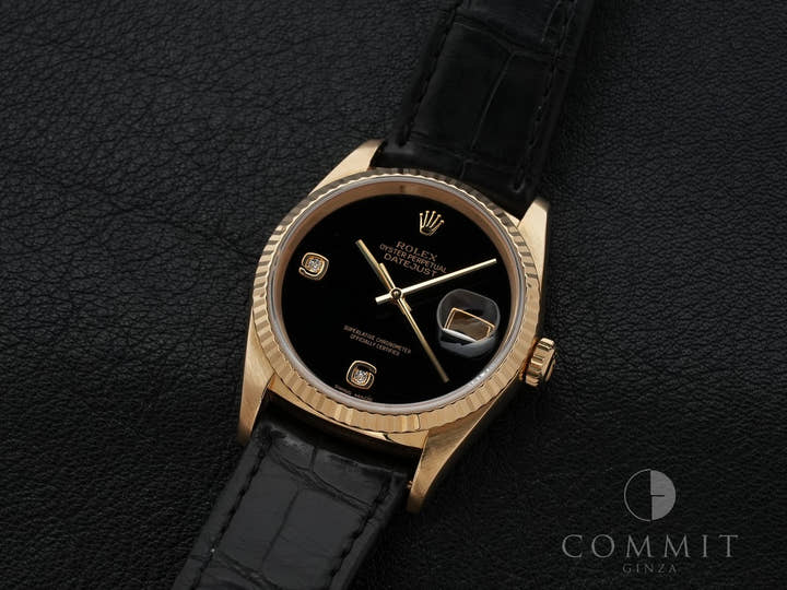 Rolex Datejust Ref. 16238 2BR Yellow Gold Onyx x 2P Diamond Dial