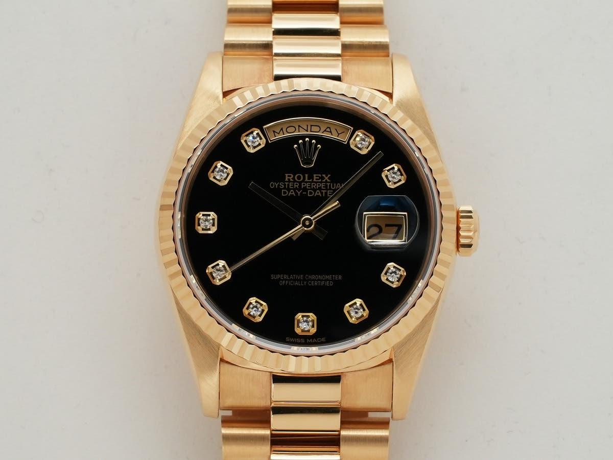 ロレックス デイデイト36 Ref.18238G オニキスx10Pダイヤ文字盤 中古 o4tn8bhi