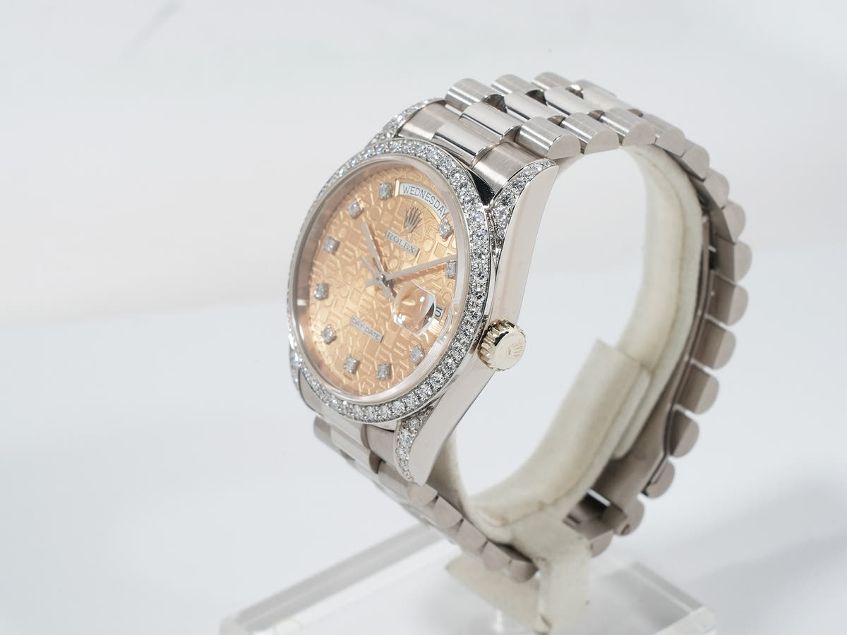 ロレックス デイデイト36 Ref.18389G 18KWG シャンパンコンピューター文字盤 中古 qgi9qv95
