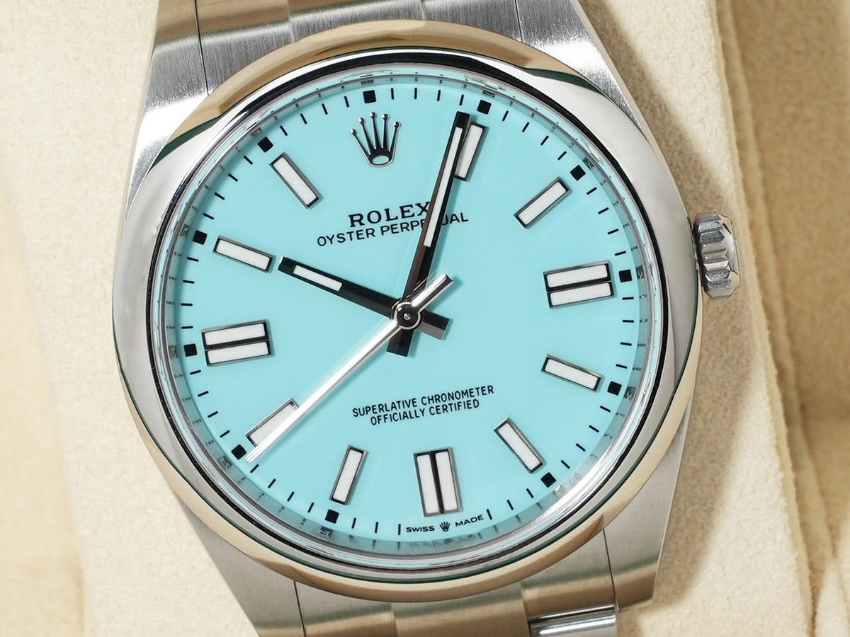 ロレックス オイスターパーペチュアル41 Ref.124300 ターコイズ文字盤 美品 xy36swq9