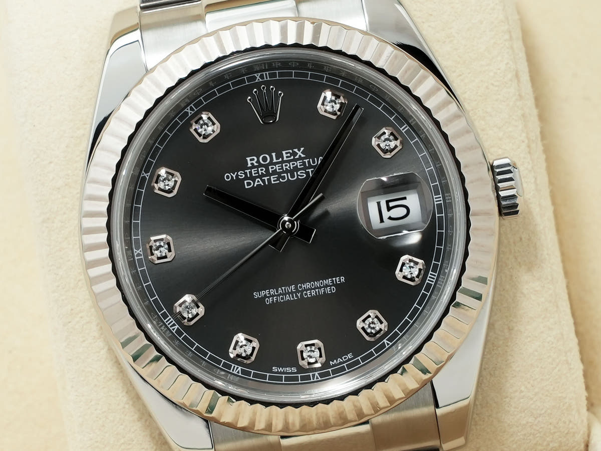 ロレックス デイトジャスト41 Ref.126334G スレートx10Pダイヤ文字盤 中古 zugivjhj