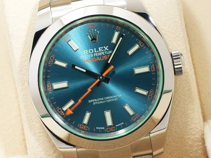 ロレックス ミルガウス Ref.116400GV ステンレススチール Zブルー文字盤