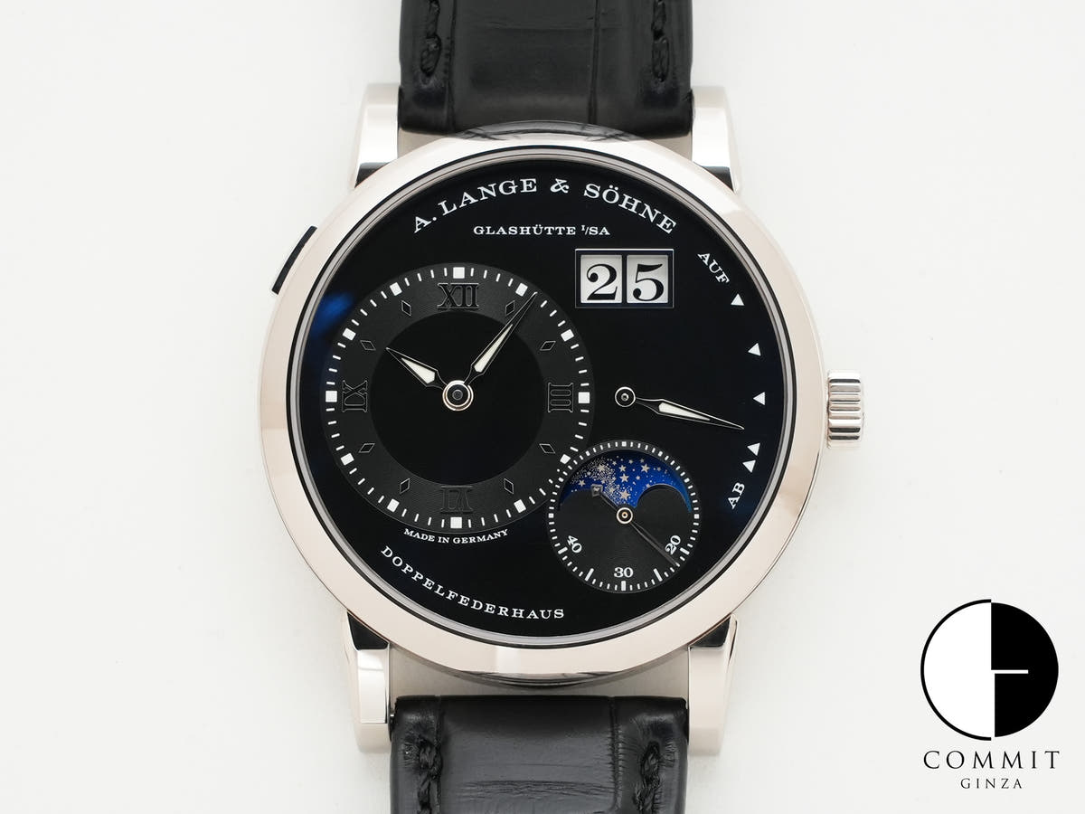 A. Lange &amp; Söhne Lange 1 Moon Phase Ref.192.029 18KWG Black Dial Unused re6dooiv