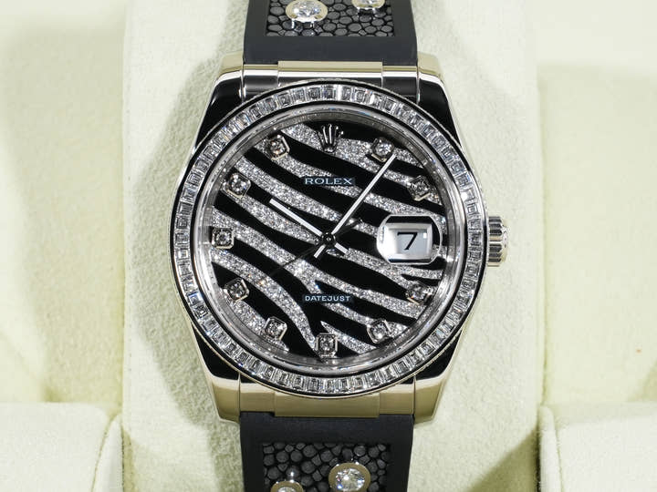 Rolex Datejust Ref. 116189BBR White Gold Zebra Dial Leather Strap