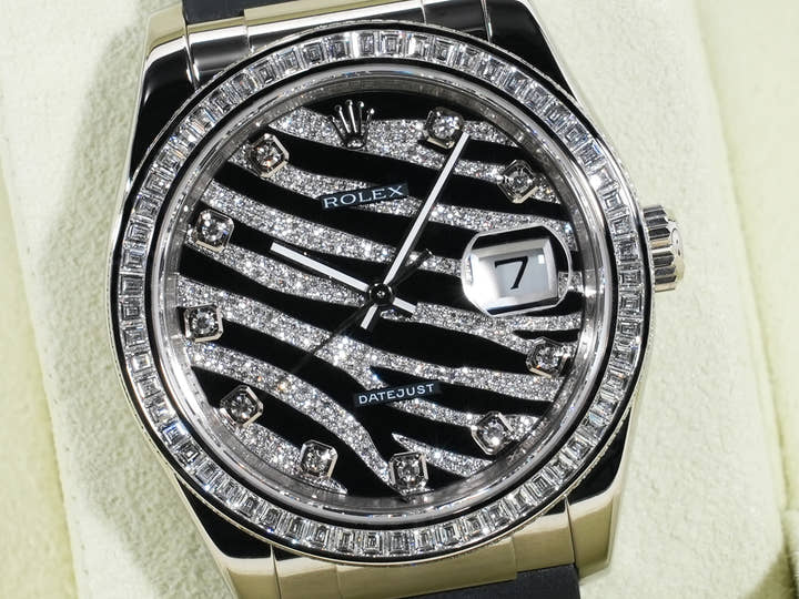 Rolex Datejust Ref. 116189BBR White Gold Zebra Dial Leather Strap