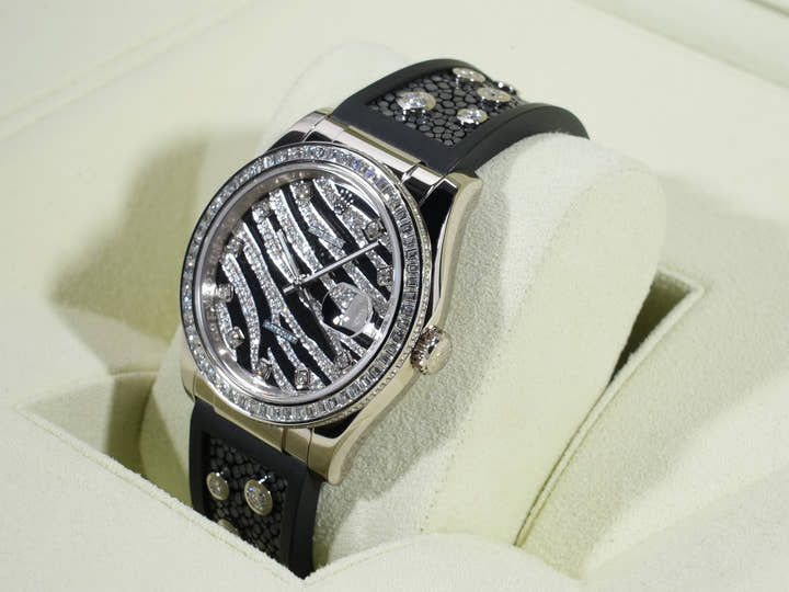Rolex Datejust Ref. 116189BBR White Gold Zebra Dial Leather Strap