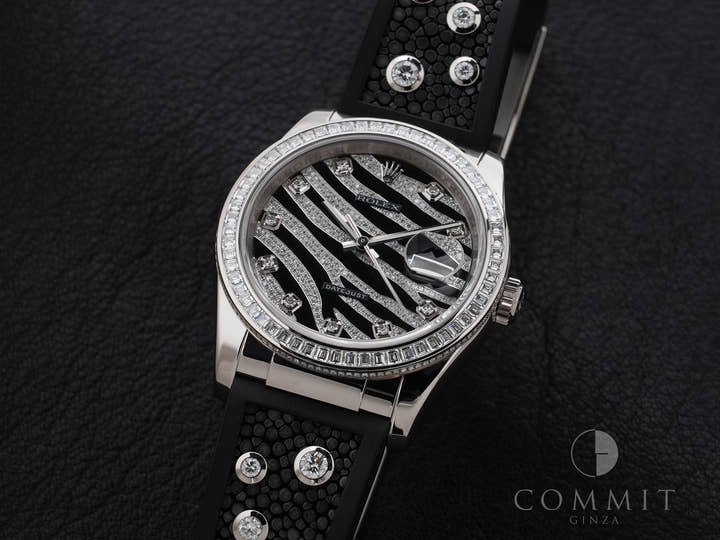 Rolex Datejust Ref. 116189BBR White Gold Zebra Dial Leather Strap