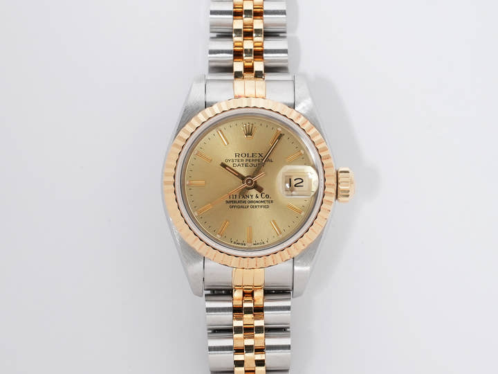ロレックス デイトジャスト TIFFANY＆CO. Ref.69173 ステンレススチール/イエローゴールド シャンパン文字盤 ジュビリーブレスレット
