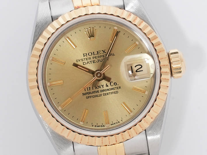 ロレックス デイトジャスト TIFFANY＆CO. Ref.69173 ステンレススチール/イエローゴールド シャンパン文字盤 ジュビリーブレスレット