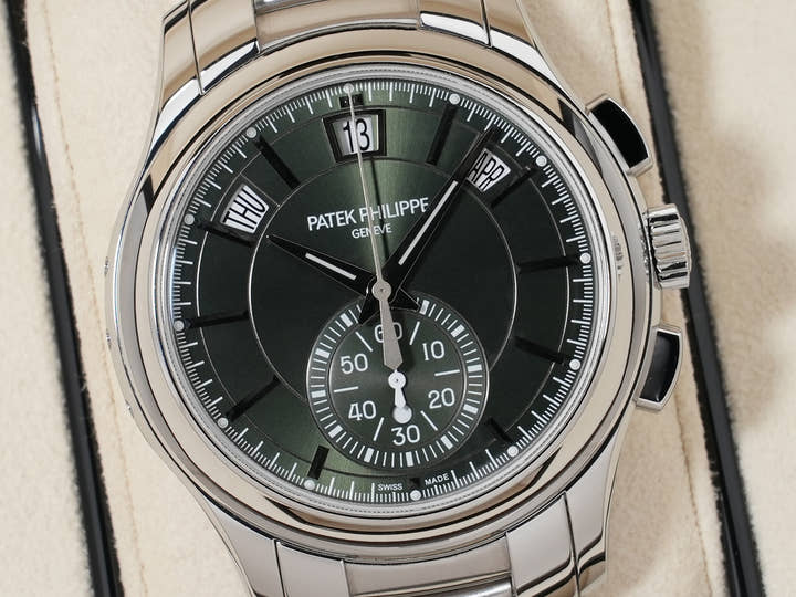 パテックフィリップ アニュアルカレンダー クロノグラフ Ref.5905/1A-001 ステンレススチール オリーブグリーン ソレイユ文字盤