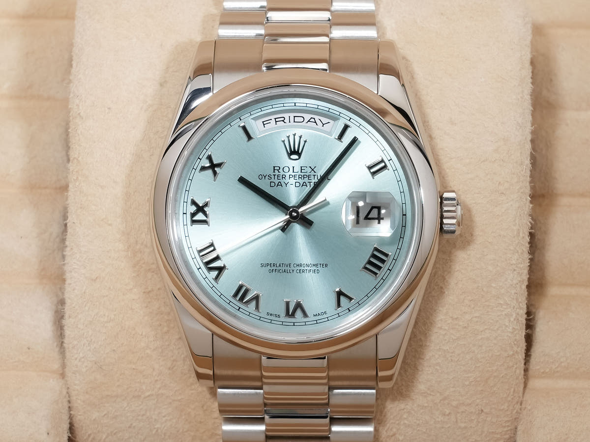 ロレックス デイデイト36 Ref.118206 アイスブルー文字盤 中古 4mfg4p7n