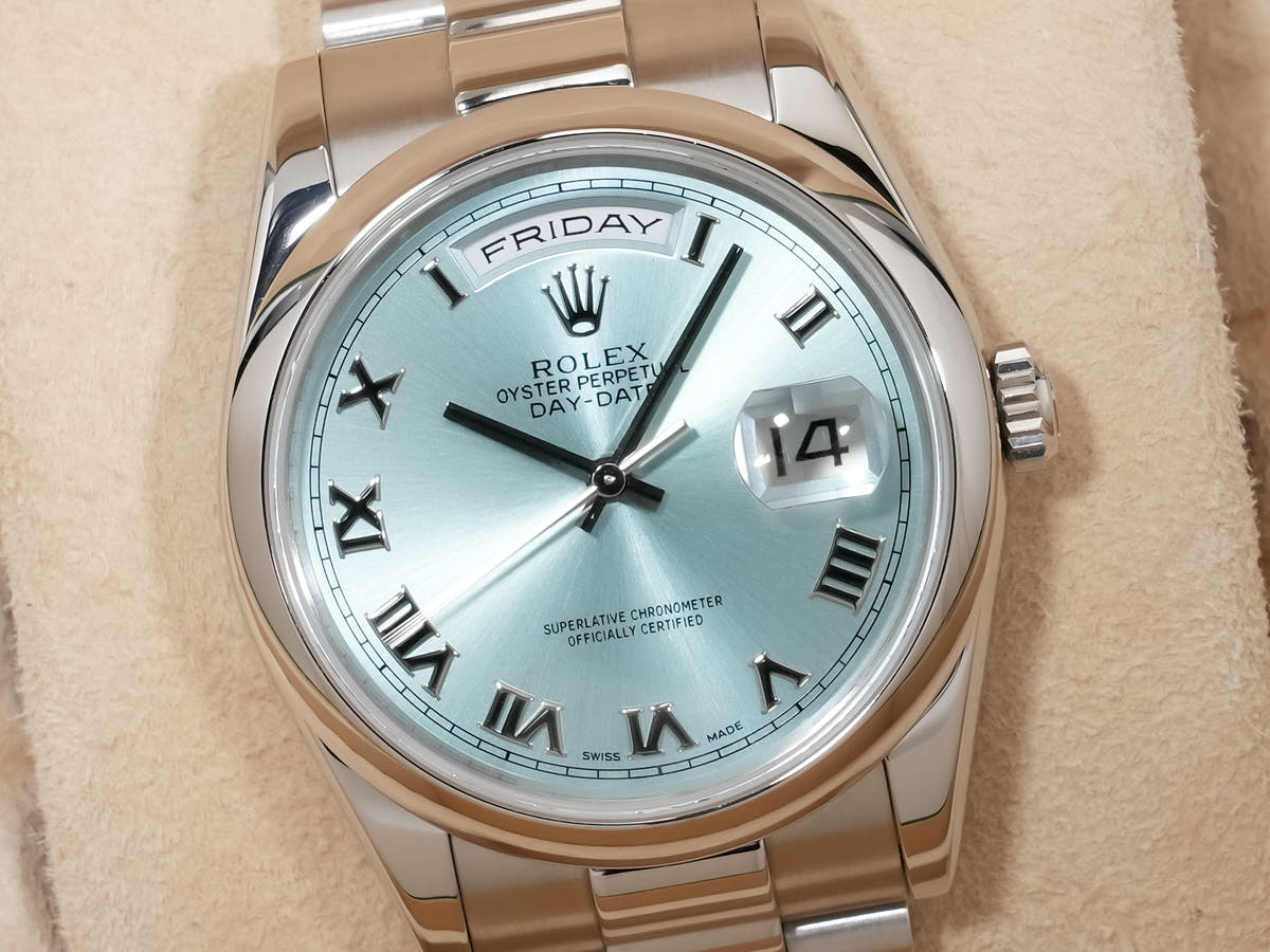 ロレックス デイデイト36 Ref.118206 アイスブルー文字盤 中古 4mfg4p7n