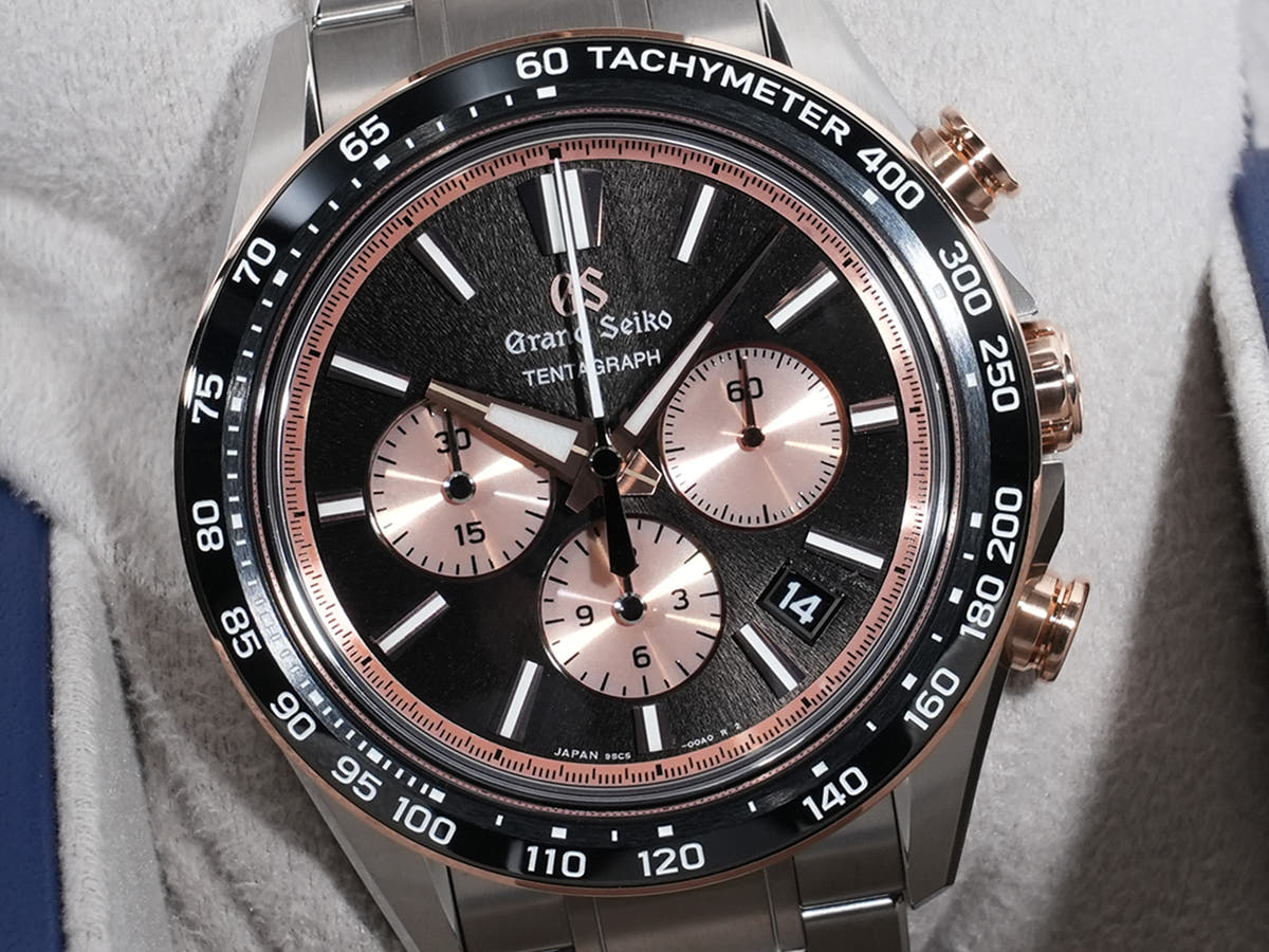 Grand Seiko Evolution 9 Collection Mechanical Chronograph Tentagraph Ref.SLGC004 Ti Black/Pink Dial Unused a2w38eak