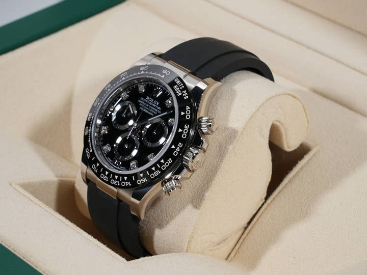 Rolex Daytona Ref. 116519LN White Gold Black Dial with 8 Diamonds