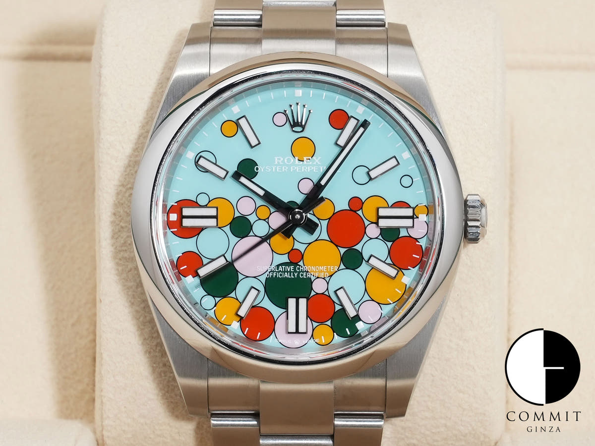 Rolex Oyster Perpetual 41 Ref. 124300 Stainless Steel with Celebration Motif Dial